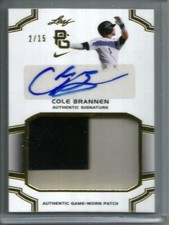 Cole Brannen 2016 Leaf Perfect Game Autograph Game Used Jersey Patch #2/15