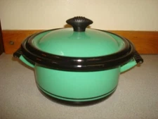 Vintage 1930's VOLLRATH Green ENAMEL Kook King #1751 Sauce Pot