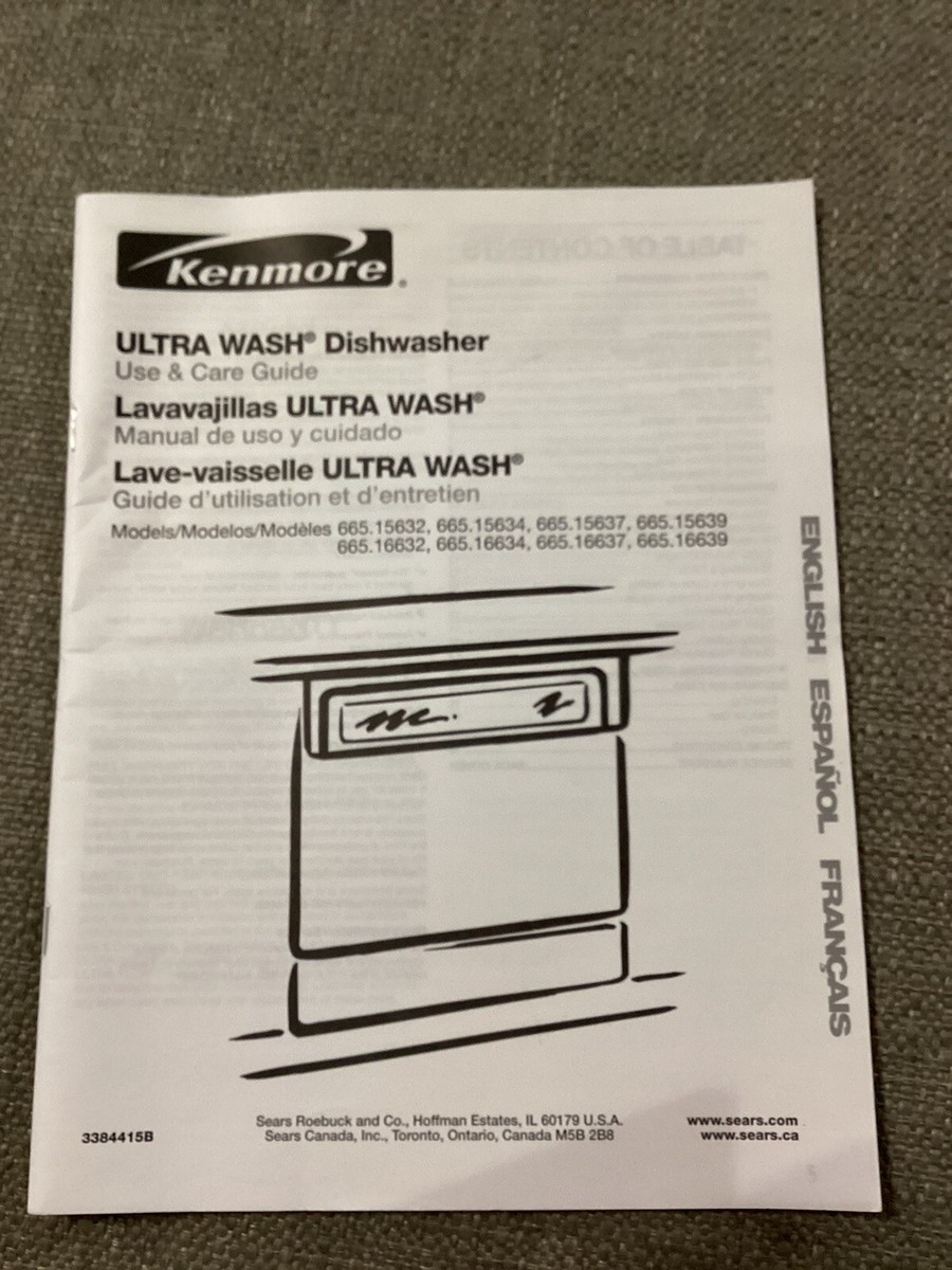 KENMORE Dishwasher Owner's Manual Model Ultra Wash Sears Roebuck