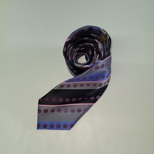 BCBG Attitude Men's Necktie Silk Black Gray Purple Polka Dot Stripe