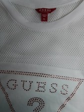Guess Pamela Crystals Logo Mock Neck Knit Sweater Top Pullover Ivory/Milk Xl