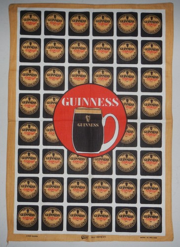 Guinness Beer Logo Pint Linen Blend Kitchen Tea Towel Shannon Ireland Irish