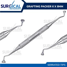 Grafting Packer 6 X 8mm Serrated Tips Dental Instruments Stainless German Grade
