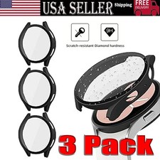 3X Samsung Galaxy Watch 4 5 6 7 40/44 Tempered Glass Protector Screen Case Cover