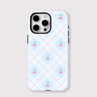 Blau Vintage Muster Tough Case iPhone 17 16 15 14 13 12 11 Pro Max Air