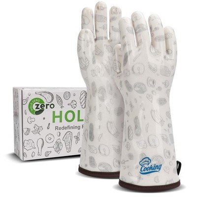 Gloves Food Oven Mitts Liquid Silicone with Nylon Line Reusable Waterproof fo...