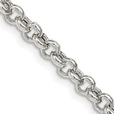 Sterling Silver 4.25mm Semi-solid Rolo Chain Necklace 24" 10.32gm