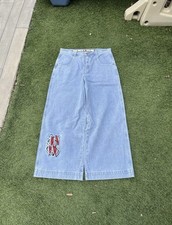Wide Leg Baggy Skater Y2K Light Blue Rollin JNCO Jeans 34x32, 26in leg opening