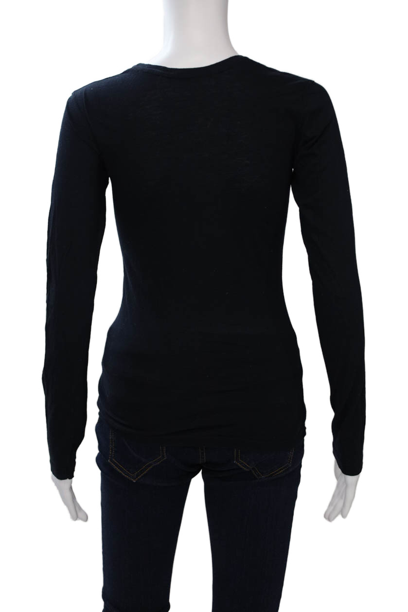 Mare Womens Basic Black Crew Neck Long Sleeve T S… - image 3