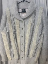 Wool Angora Cardigan Sweater Womens Rabbit Hair Fashion Design Vnt Gray