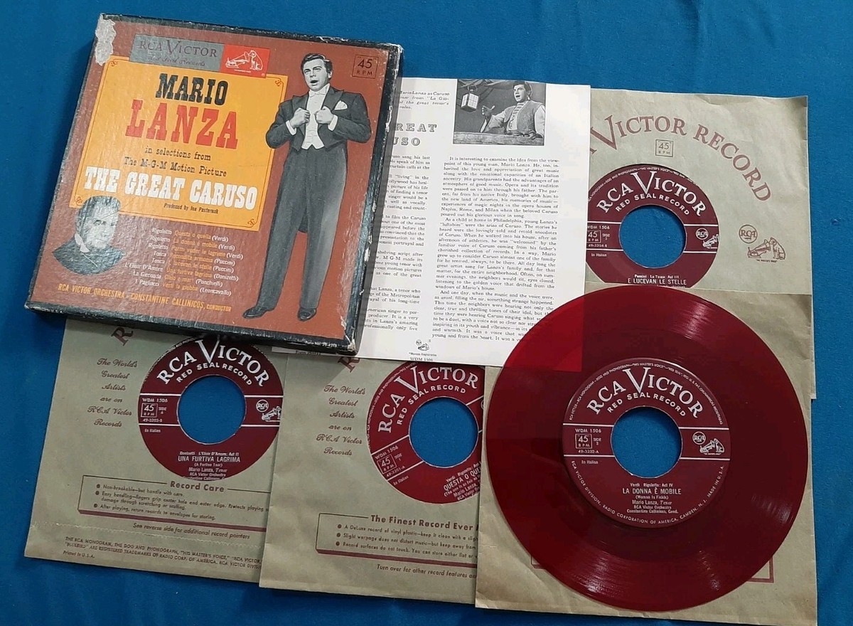Mario Lanza The Great Caruso red colored vinyl 4 45 box set RCA