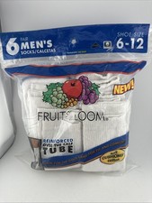 Vintage Fruit of the Loom Reinforced Over The Calf Tube Socks 6 PAIR Sz 6-12 NOS