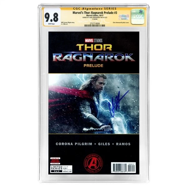 Chris Hemsworth Autographed 2017 Thor Ragnarok #3 Movie Photo Cover CGC SS 9.8
