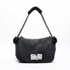 Borsa Chanel 2004-2005 scamosciata patta 2,55 tracolla nera usata