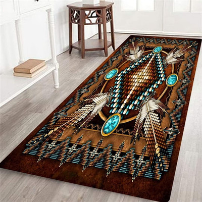 Southwestern Runner Rug for Hallway,Rustic South Western Aztec Tribal Native Ame