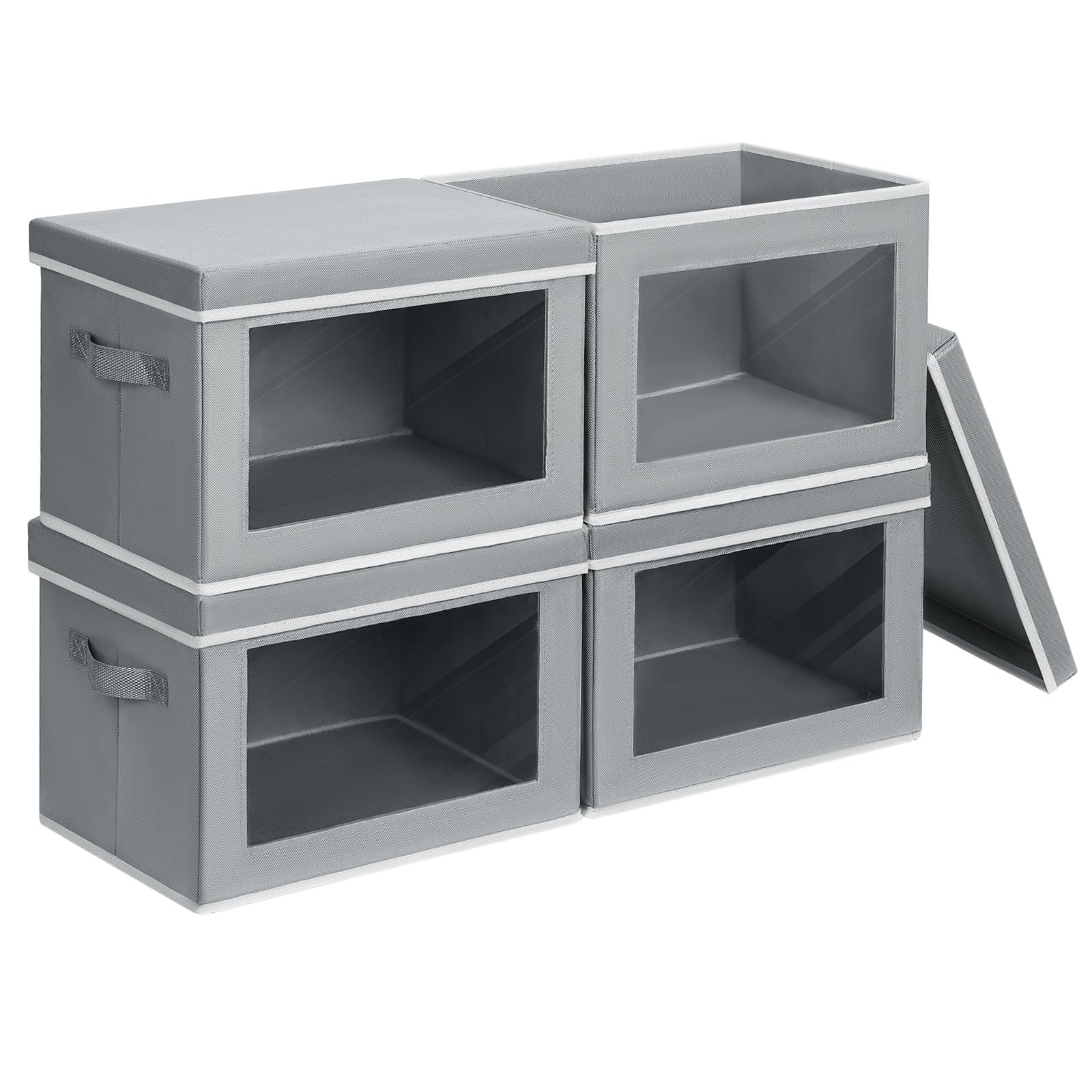 Collapsible Fabric Storage Bins with Lids and Clear Window for Closet Organization-image