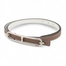 Herm s Louris U: 2022 Belt 85 Veau Swift  Veau Epsom etoupe x white