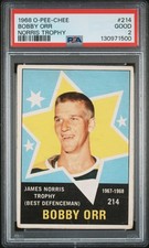 1968 O-PEE-CHEE NORRIS TROPHY #214 BOBBY ORR PSA 2