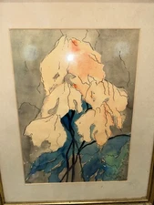 Art Nouveau Style Modern Expressionist Watercolor Signed Antique Framed Look!!!
