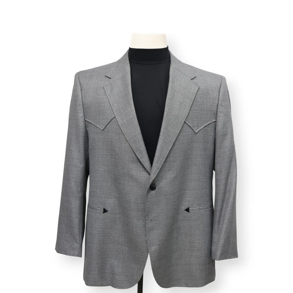 CIRCLE S 男式纯色灰色西部牛仔运动外套西装夹克西装夹克 50 R — 第 2/4 张图片