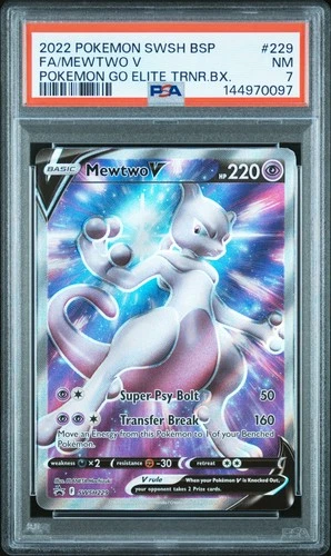 2022 POKEMON SWSH BLACK STAR PROMO #229 FULL ART/MEWTWO V PSA 7