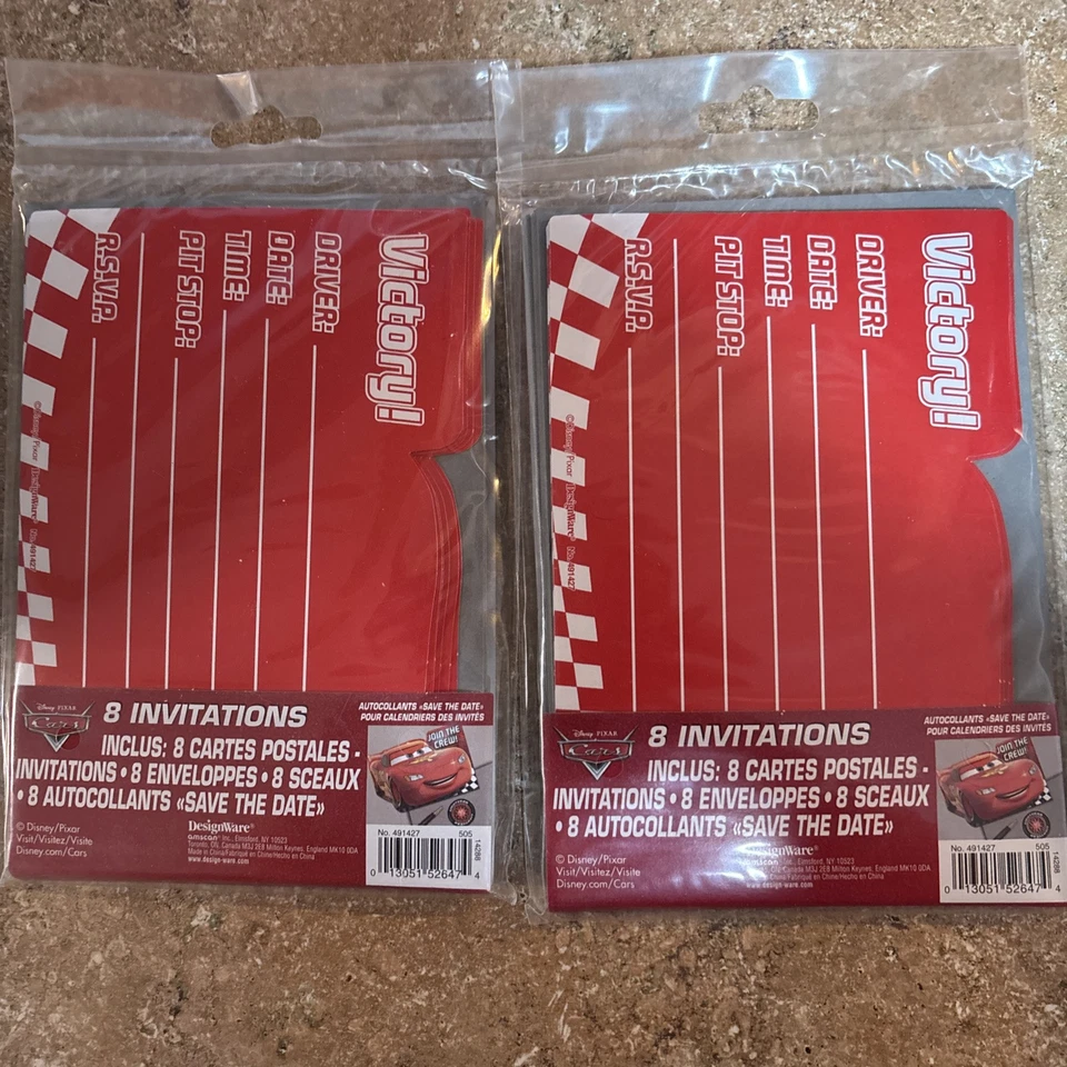 АВТОМОБИЛЬНЫЕ ПРИГЛАШЕНИЯ (8) ~ приглашения на день рождения. Лот из 2 - Изображение 2 из 2