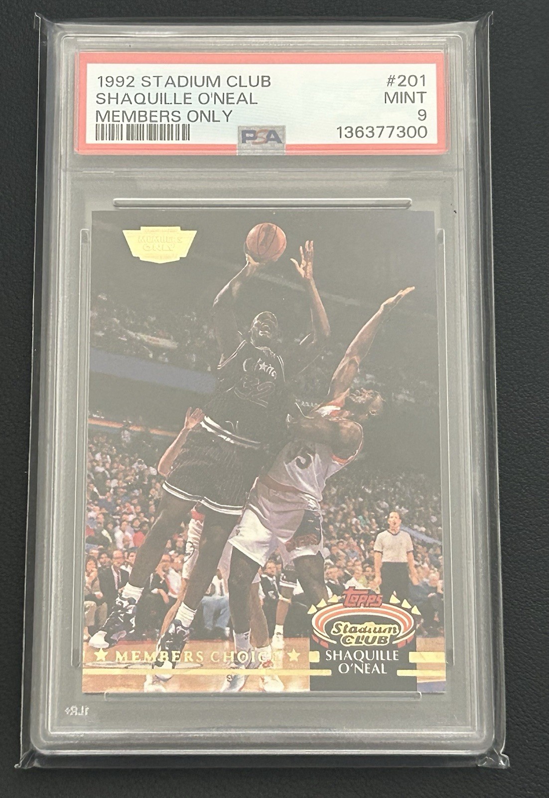 1992-93 STADIUM CLUB MEMBERS ONLY SHAQUILLE O'NEAL PSA 9 #201
