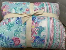 POTTERY BARN Teen Lilly Pulitzer Unicorns in Bloom Quilt Queen