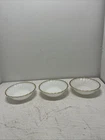 Anchor Hocking  Fire King Vintage Milk Glass Swirl Bowls Gold Rim White Set of 3