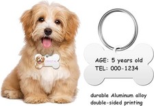 ENGRAVED PET TAG BONE SHAPE DOG NAME PERSONALIZED ID TAGS BUY 2 GOT 1 FR