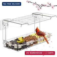 Clear Window Bird Feeder Outdoors - Bird Feeder for Viewing with 5 Perching Stan