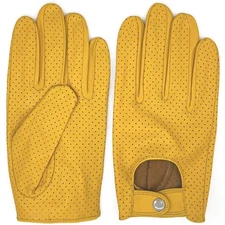 Men's Mesh Leather Driving Gloves Unlined Thin Italian Lambskin Soft