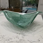 Large Vintage Centerpiece Lavorazione Murano Glass Bowl  In Teal