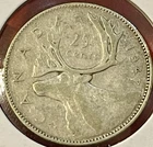 1947 Maple Leaf Canada 25 Cents Quarter King George VI 80% Silver