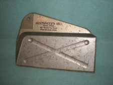 Vintage Huntsinger's Mill Hegins PA Metal Tin Advertising Dustpan Crumb Catcher
