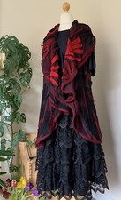 Arty Zuza Bart Silk Wool Appliqués Flower Garden Vest Sleeveless Coat 14 16 18