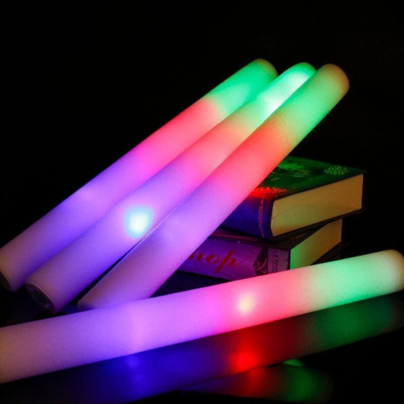 12/15/30/60Pcs LED Glow Sticks Bulk Colorful RGB Glow Foam Stick Cheer Tube  Dark