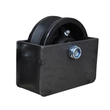 4" V Groove Sliding Gate Cast Iron Roller Wheel Axle with Mounting Box