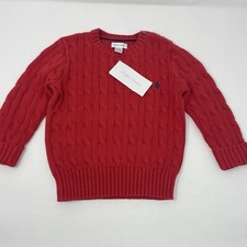 Polo Ralph Lauren Girls 18M Pullover Red Cable-knit Sweater Long Sleeve