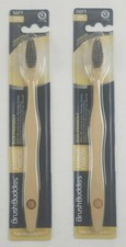 Lot of 2 Brush Buddies Bamboo Charcoal Toothbrush Soft Bristles Eco Friendly