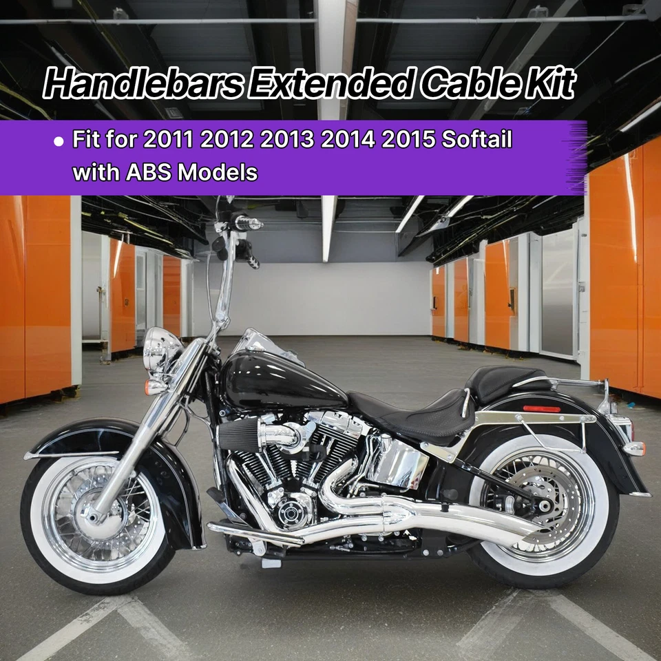 Комплект удлиненных кабелей Harley 12 дюймов для Softail Deluxe Heritage 2011-2015 с ABS - Изображение 2 из 4