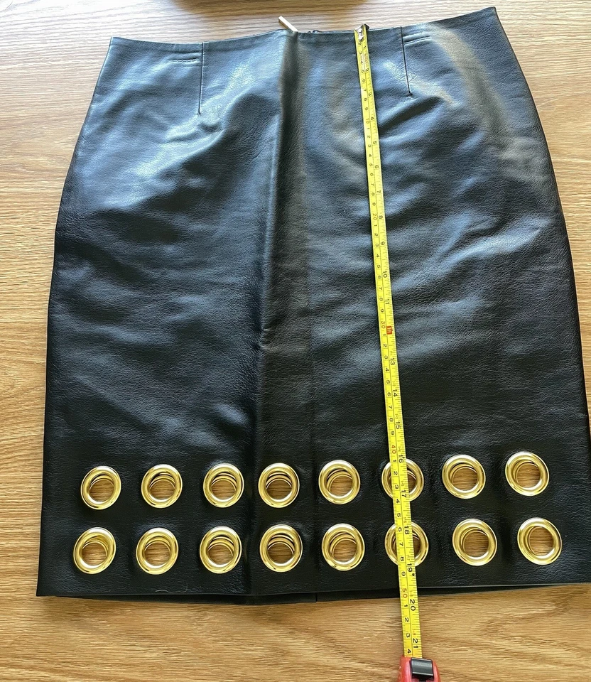 Inc International Concepts Mujer Falda Imitación Piel, Negro, Talla 4, Cremallera Trasera Foto 2 de 4