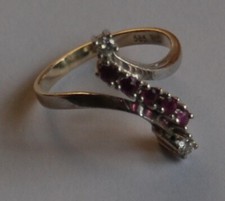Weißgold Ring HRO Brillant Diamant Rubin 585 Gold Neu wertig