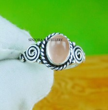 Rose Quartz Gemstone 925 sterling silver handmade Gift Ring US size 5 to 13