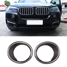 ABS Carbon Fiber Front Fog Light Lamp Cover Trim For BMW X5 F15 2014-2018