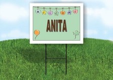 ANITA WELCOME BABY GREEN 18 in x 24 in Yard Sign Road Sign with Stand