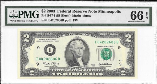2003 Minneapolis $2 FRN (IB Block) PMG 66 EPQ Gem Uncirculated - Picture 5 of 18