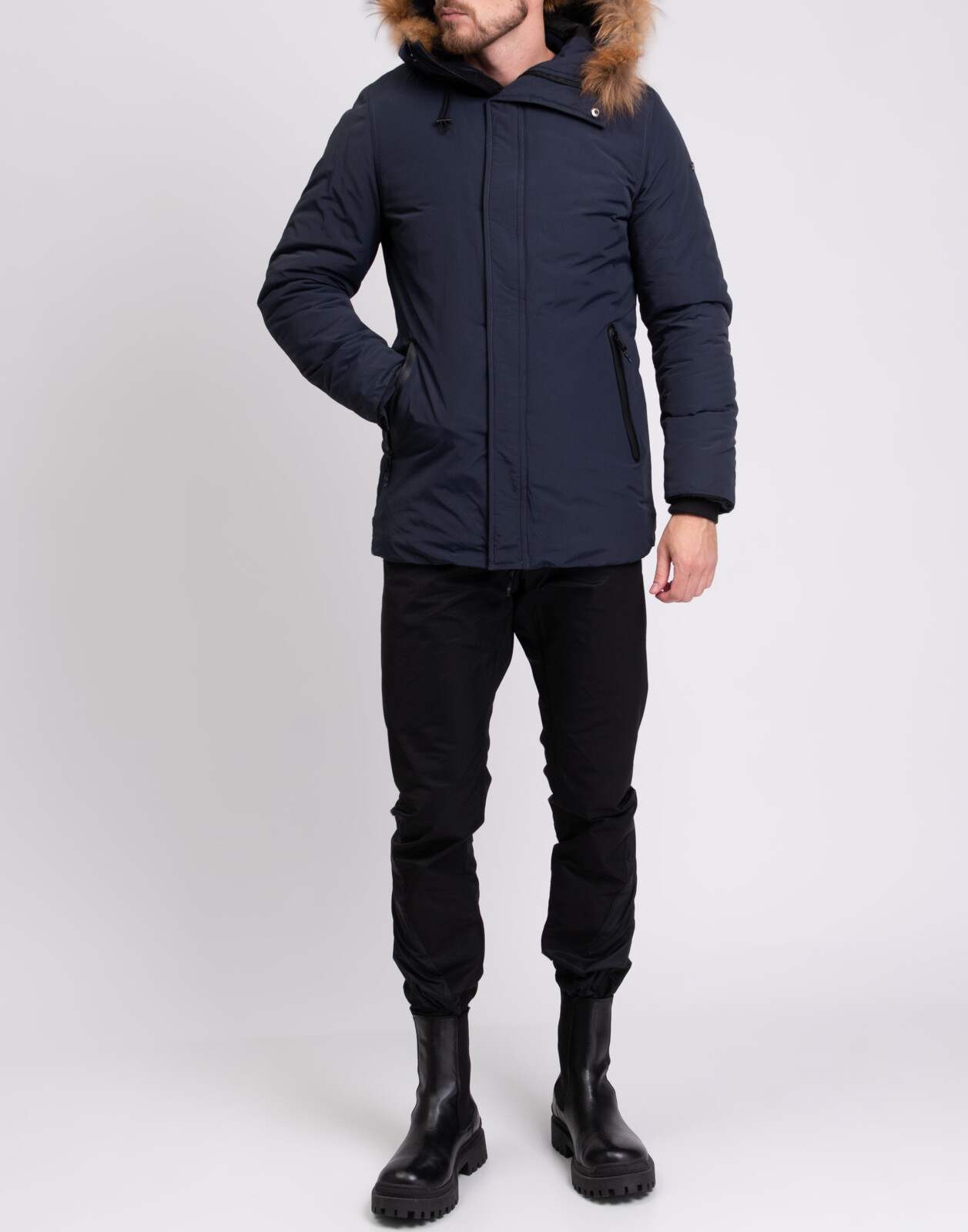 ALTRA Giacca parka HENRY COTTON'S RRP €350 taglia S blu cappuccio coulisse imbottito full zip