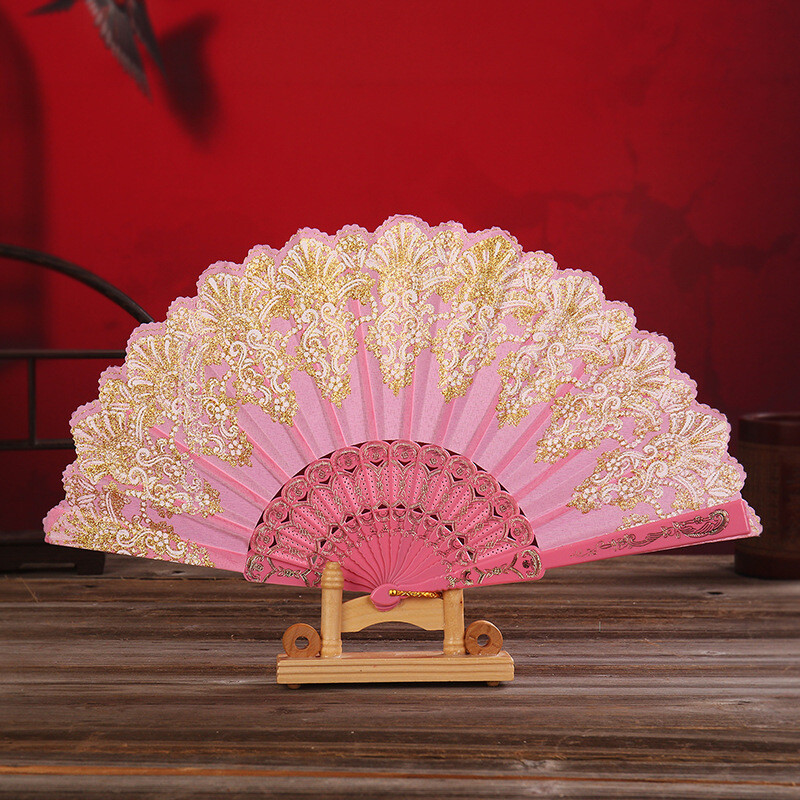 Colorful Folding Fan Flower Printing Hand Fan Art Craft Gift Decor