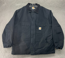 Carhartt Jacket Mens 3XL Black Quilted Lined Heavy Canvas Chore Work Coat